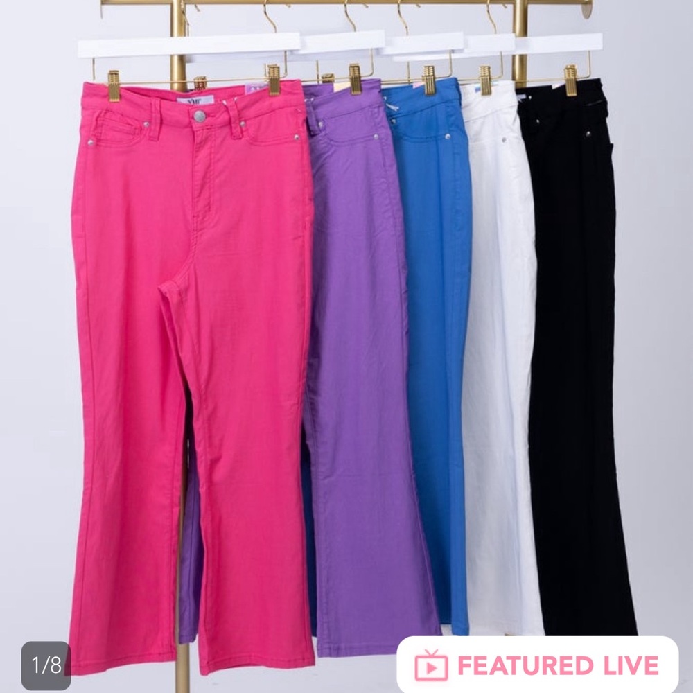 YMI hot pink high waisted kick flare forever color jeans